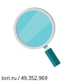 Search Icon Magnifying Glass Isolated on White. Search icon magnifying glass isolated on white. Online search, zoom glass, find and look, optical magnifying glass. Magnifier sign symbol. Instrument for data analiz. Vector design in flat style. Стоковая иллюстрация, агентство Ingram Publishing / Фотобанк Лори
