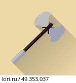 Two blade battle axe isolated. Medieval Weapon. Two blade battle axe isolated. Medieval knife. Weapon symbol icon. War concept. For computer games, mobile appliances. Part of series of game objects in flat design. Vector illustration. Стоковая иллюстрация, агентство Ingram Publishing / Фотобанк Лори