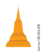 Temple in Thailand. Traditional Thai Architecture.. Temple in Thailand isolated on white background. Traditional Thai architecture. Main shrine, Phimai. Wat Chedi Liem. Ancient Wat Arun. Part of series of travelling around the world. Vector illustration. Стоковая иллюстрация, агентство Ingram Publishing / Фотобанк Лори