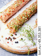 Kebab of lamb with herbs. Raw turkish traditional dish meat kebab with herbs and spices. Стоковое фото, агентство Ingram Publishing / Фотобанк Лори