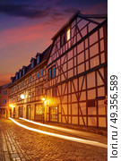 Nordhausen city at sunset in Thuringia Germany. Nordhausen city facades at sunset in Thuringia Germany. Стоковое фото, агентство Ingram Publishing / Фотобанк Лори