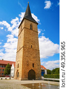 St Petri Kirche tower Nordhausen Harz Germany. St Petri Kirche church tower in Nordhausen at Harz Thuringia of Germany. Стоковое фото, агентство Ingram Publishing / Фотобанк Лори