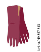 Leather Gloves Vector Illustration in Flat Design. Long leather gloves vector. Flat design. Pair of red woman s gloves. Casual clothing for autumn or winter seasons. Outerwear for cold weather. For clothes store ad, fashion concept. On white. Leather Gloves Vector Illustration in Flat Design. Стоковая иллюстрация, агентство Ingram Publishing / Фотобанк Лори