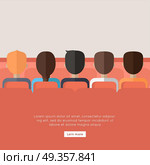 Cinema. Whatching Online Movie about Sucess. Cinema. Whatching online encouraging movie about sucessful team work. Rising leadership qualities among the employees. New information. Part of series of successful leadership in team working. Vector. Стоковая иллюстрация, агентство Ingram Publishing / Фотобанк Лори