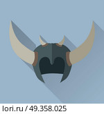 Helmet Headpiece with Horns. Medieval Armour.. Helmet headpiece with horns isolated. Shield for game. Medieval armour. Weapon symbol icon. War concept. For computer games, mobile appliances. Part of series of game objects in flat design. Vector. Стоковая иллюстрация, агентство Ingram Publishing / Фотобанк Лори