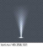 Illumination with Light Effects on Transparency. Illumination with bright light effects on transparent plaid background. Lighting with spotlights. Scene stage disco spotlight lights. Projectors light sources. Glowing glitter. Bright sparkle. Vector. Стоковая иллюстрация, агентство Ingram Publishing / Фотобанк Лори