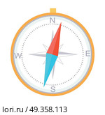 Compass Instrument Isolated Navigation Orientation. Compass instrument isolated. For navigation and orientation, shows direction relative to geographic points. Diagram compass rose north, south, east, and west on compass face as abbreviated initials. Стоковая иллюстрация, агентство Ingram Publishing / Фотобанк Лори