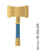 Hammer of Thor. Hammer of Thor. Hammer of god. Weapon of major norse god associated with thunder. Weapon of viking. Game object in flat design isolated on white background. Vector illustration. Стоковая иллюстрация, агентство Ingram Publishing / Фотобанк Лори
