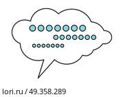 Dialog Cloud Icon. White dialog cloud with message. Dialog icon. Chat icon. Online communication element. Design element, sign, symbol, icon in flat. Isolated object on white background. Vector illustration. Стоковая иллюстрация, агентство Ingram Publishing / Фотобанк Лори