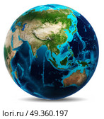 Planet Earth white isolated 3d rendering. Planet Earth white isolated. Elements of this image furnished by NASA 3d rendering. Planet Earth white isolated 3d rendering. Стоковое фото, агентство Ingram Publishing / Фотобанк Лори