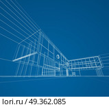 Modern blueprint on blue 3d rendering. Modern blueprint on blue. My design and 3d rendering model. Modern blueprint on blue 3d rendering. Стоковое фото, агентство Ingram Publishing / Фотобанк Лори
