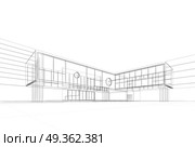 Architecture blueprint 3d rendering. Architecture blueprint on white background. Building design and 3d rendering model my own. Architecture blueprint 3d rendering. Стоковое фото, агентство Ingram Publishing / Фотобанк Лори