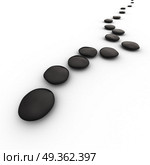 Stone in row 3d rendering. Stone in row. 3d render on white. Стоковое фото, агентство Ingram Publishing / Фотобанк Лори