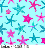 Sea stars seamless pattern. Marine and nautical backgrounds with starfishes. Starfish underwater invertebrate animal. Vector illustration. Sea stars seamless pattern. Marine and nautical backgrounds with starfishes. Starfish underwater invertebrate animal. Vector illustration. Стоковая иллюстрация, агентство Ingram Publishing / Фотобанк Лори