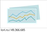 Diagram on Squared Paper. Colour diagram on squared paper. Diagram icon. Concept of online business, commerce statistics, business analysis, information. Isolated object on white background. Vector illustration. Стоковая иллюстрация, агентство Ingram Publishing / Фотобанк Лори