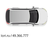 White Car from Top View Vector Illustration.. White car from top view vector illustration. Flat design auto. Illustration for transport concepts, car infographic, icons or web design. Delivery automobile. Isolated on white background. Sedan. Стоковая иллюстрация, агентство Ingram Publishing / Фотобанк Лори