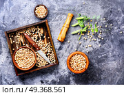 Chickpeas, the basis of vegetarian cuisine. Chickpeas - food product popular in the Middle East, for cooking traditional dishes.Healthy and vegetarian food. Стоковое фото, агентство Ingram Publishing / Фотобанк Лори