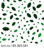 Mistletoe Christmas tree leaves seamless pattern. Green branches. Simple cartoon style. Evergreen tree. Wallpaper design endless texture. New Year printing materials design. Flat design. Vector. Mistletoe Christmas Tree Leaves seamless pattern. Стоковая иллюстрация, агентство Ingram Publishing / Фотобанк Лори
