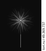 Bengal or indian light, sparkler firework fire isolated in black and white colors. Element for celebration of holidays, parties used for entertainment purposes. Colorless sparks illustration. Bengal Light, Fire, Firework Sparkler Isolated. Стоковая иллюстрация, агентство Ingram Publishing / Фотобанк Лори