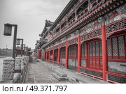 Beihai Park is an imperial garden to the north-west of the Forbidden City in Beijing. black and white photography. Стоковое фото, агентство Ingram Publishing / Фотобанк Лори