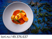 monkfish rape recipe with codium seaweed potato and turnip from Mediterranean. Стоковое фото, агентство Ingram Publishing / Фотобанк Лори