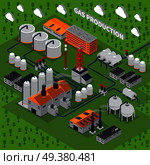 Gas production isometric composition with industrial facilities including buildings, station, smokestacks, pipeline, tanks for storage vector illustration  . Gas Production Isometric Composition. Стоковая иллюстрация, агентство Ingram Publishing / Фотобанк Лори