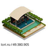 Isometric composition with big orchestra of men and women playing musical instruments on stage outdoors 3d vector illustration. Orchestra Isometric Composition. Стоковая иллюстрация, агентство Ingram Publishing / Фотобанк Лори
