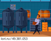 Modern bee farm honey production storage and filtration facility with apiarist carrying honeycombs cartoon composition vector illustration . Honey Production Facility Cartoon Composition . Стоковая иллюстрация, агентство Ingram Publishing / Фотобанк Лори