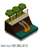 Wastewater sewage treatment before it dumped to river ecological friendly environmental pollution solutions isometric composition vector illustration . Wastewater Treatment Ecological Isometric Composition . Стоковая иллюстрация, агентство Ingram Publishing / Фотобанк Лори