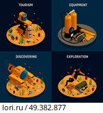 Underwater tourism experience discoveries and professional scuba diving equipment 4 isometric icons concept square isolated vector illustration . Underwater Equipment 4 Isometric Icons . Стоковая иллюстрация, агентство Ingram Publishing / Фотобанк Лори