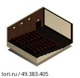 Empty cinema auditorium isometric composition with rows of spectator seats  and wide screen 3d vector illustration . Isometric Cinema Composition. Стоковая иллюстрация, агентство Ingram Publishing / Фотобанк Лори