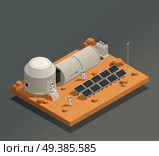 Sun panels energy generator facility on another planet surface and astronauts in spacesuits isometric composition vector illustration . Astronauts Sun Panels Isometric Composition . Стоковая иллюстрация, агентство Ingram Publishing / Фотобанк Лори
