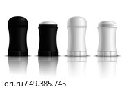 Deodorant realistic mockup set with isolated images of plastic packages for antiperspirant odour eliminator with shadows vector illustration. Antiperspirant Realistic Mockups Collection. Стоковая иллюстрация, агентство Ingram Publishing / Фотобанк Лори