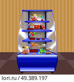 Blue Shelves With Candies Illustration. Стоковая иллюстрация, агентство Ingram Publishing / Фотобанк Лори
