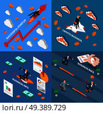 Accelerate business 2x2 design concept  set of business info successful startup business race and crypto business isometric square compositions vector illustration . Accelerate Business 2x2 Design Concept . Стоковая иллюстрация, агентство Ingram Publishing / Фотобанк Лори