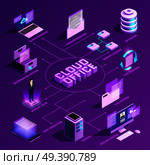 Cloud Office Isometric Flowchart. Стоковая иллюстрация, агентство Ingram Publishing / Фотобанк Лори