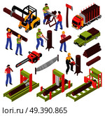 Lumberjack Isometric Icons Set. Стоковая иллюстрация, агентство Ingram Publishing / Фотобанк Лори