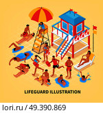 Beach Lifeguard Isometric Illustration. Стоковая иллюстрация, агентство Ingram Publishing / Фотобанк Лори