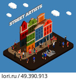 Street Artists Isometric Composition. Стоковая иллюстрация, агентство Ingram Publishing / Фотобанк Лори