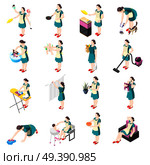 Tortured Housewife Isometric Icons. Стоковая иллюстрация, агентство Ingram Publishing / Фотобанк Лори
