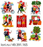 Elderly People Cartoon Set. Стоковая иллюстрация, агентство Ingram Publishing / Фотобанк Лори