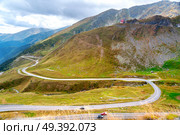 Transfagarasan Highway (Transfagarash), the most beautiful and dangerous road in Europe, Romania. Carpathian mountains, Fagaras ridge. Стоковое фото, агентство Ingram Publishing / Фотобанк Лори