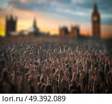 concert on the background of Big Ben , London. A crowd of people celebrating a holiday. Стоковое фото, агентство Ingram Publishing / Фотобанк Лори