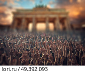 concert on the background of the Brandenburg Gate. Berlin. A crowd of people celebrating a holiday. Стоковое фото, агентство Ingram Publishing / Фотобанк Лори