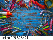 Fishing lures tackle collection for saltwater trolling and spinning angler. Стоковое фото, агентство Ingram Publishing / Фотобанк Лори