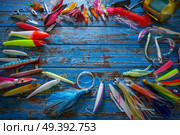 Fishing lures tackle collection for saltwater trolling and spinning angler. Стоковое фото, агентство Ingram Publishing / Фотобанк Лори