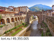 Potes river Quiviesa Deva a Cantabria village of Spain. Стоковое фото, агентство Ingram Publishing / Фотобанк Лори