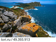 Alto do Principe high view point in Islas Cies islands of Vigo at Spain. Стоковое фото, агентство Ingram Publishing / Фотобанк Лори