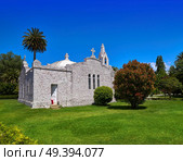 La toja island Toxa Chapel made of sea shells in Pontevedra Galicia Spain. Стоковое фото, агентство Ingram Publishing / Фотобанк Лори