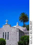 La toja island Toxa Chapel made of sea shells in Pontevedra Galicia Spain. Стоковое фото, агентство Ingram Publishing / Фотобанк Лори